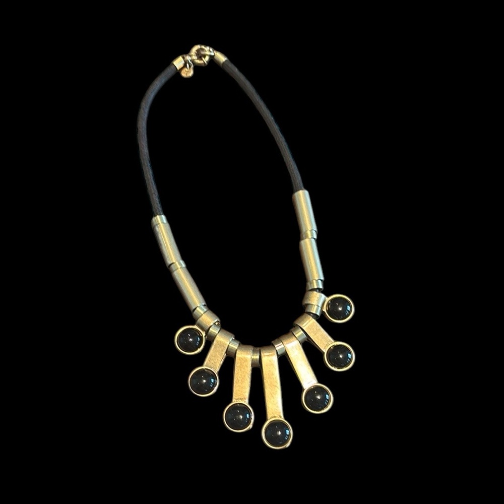 Madewell Gold and Black collar boho statement Necklace brass rope